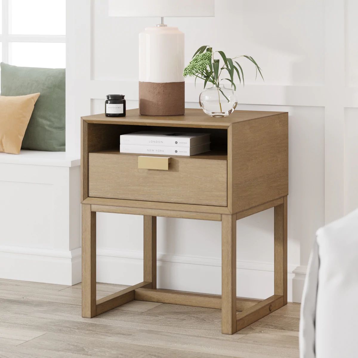 Luke Side Table | End Table With Storage Drawer | Gold Powder Coating | Nathan James