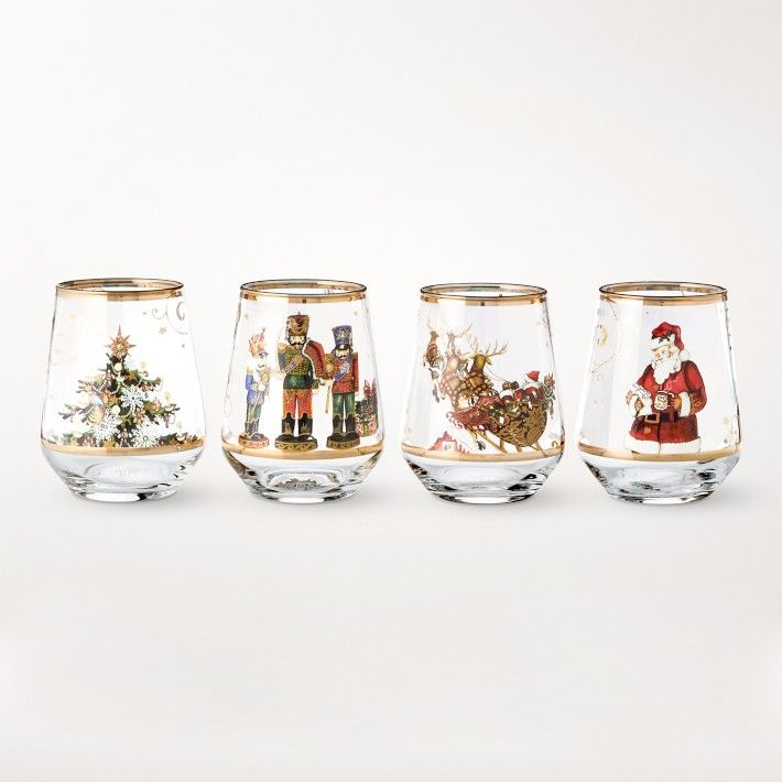 'Twas the Night Before Christmas Stemless Wine Glasses, Set of 4, Mixed | Williams-Sonoma