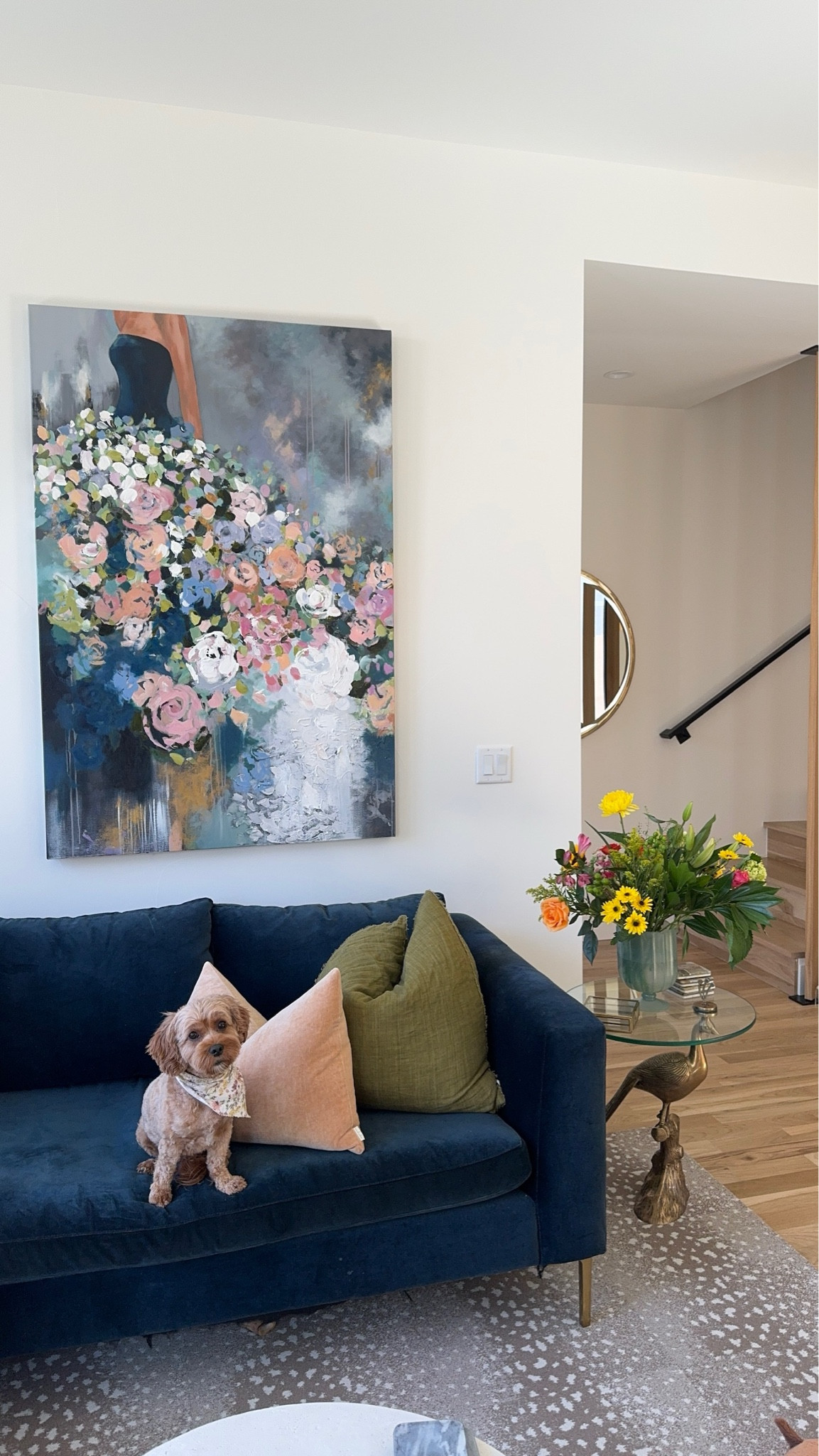 Living room home decor blue velvet sectional peacock side table 
Home design decor items 

#LTKHome #LTKFamily #LTKStyleTip