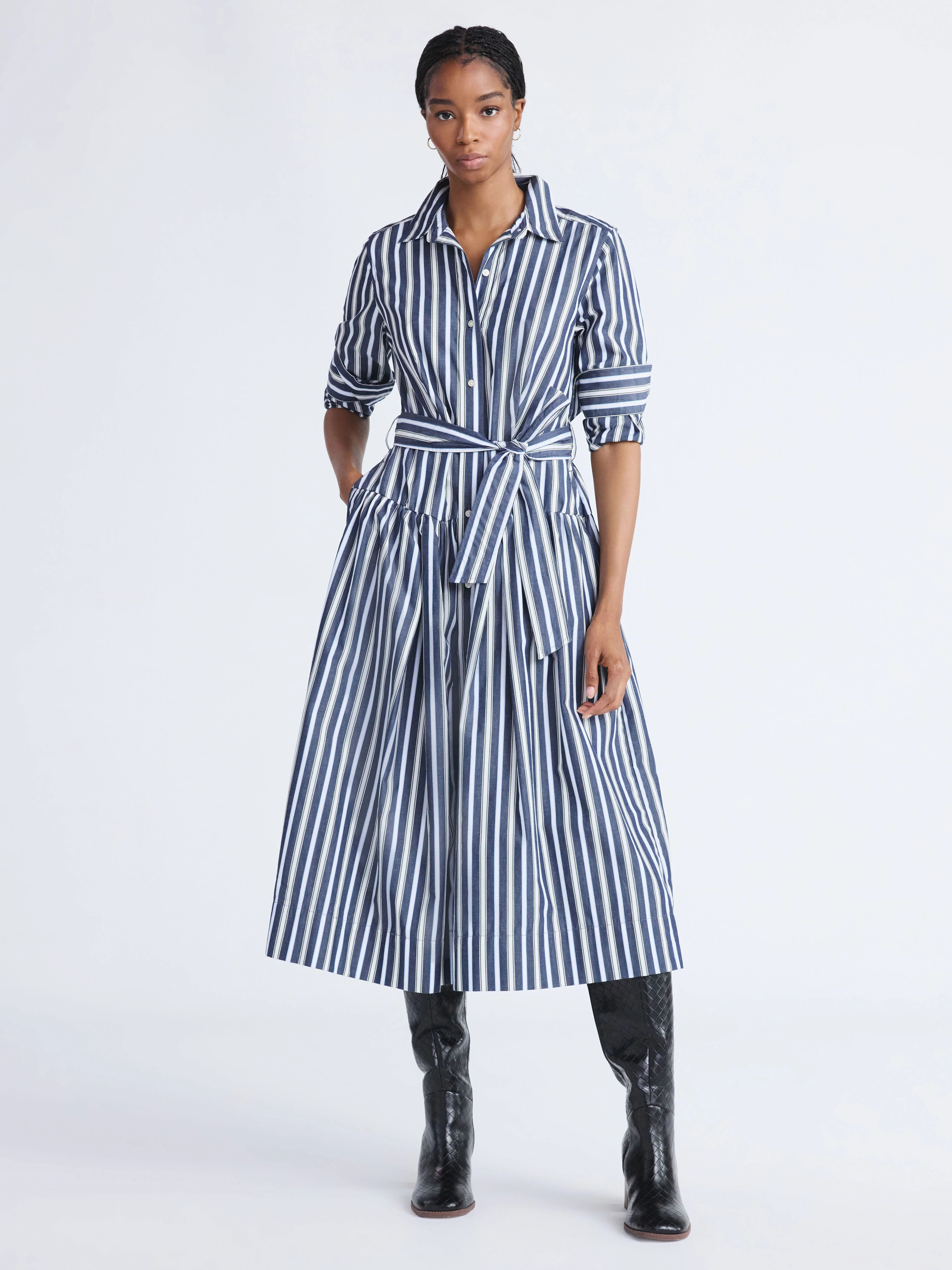 Free Assembly Women's and Women’s Plus Belted Cotton Maxi Shirtdress with Long Sleeves, Sizes X... | Walmart (US)