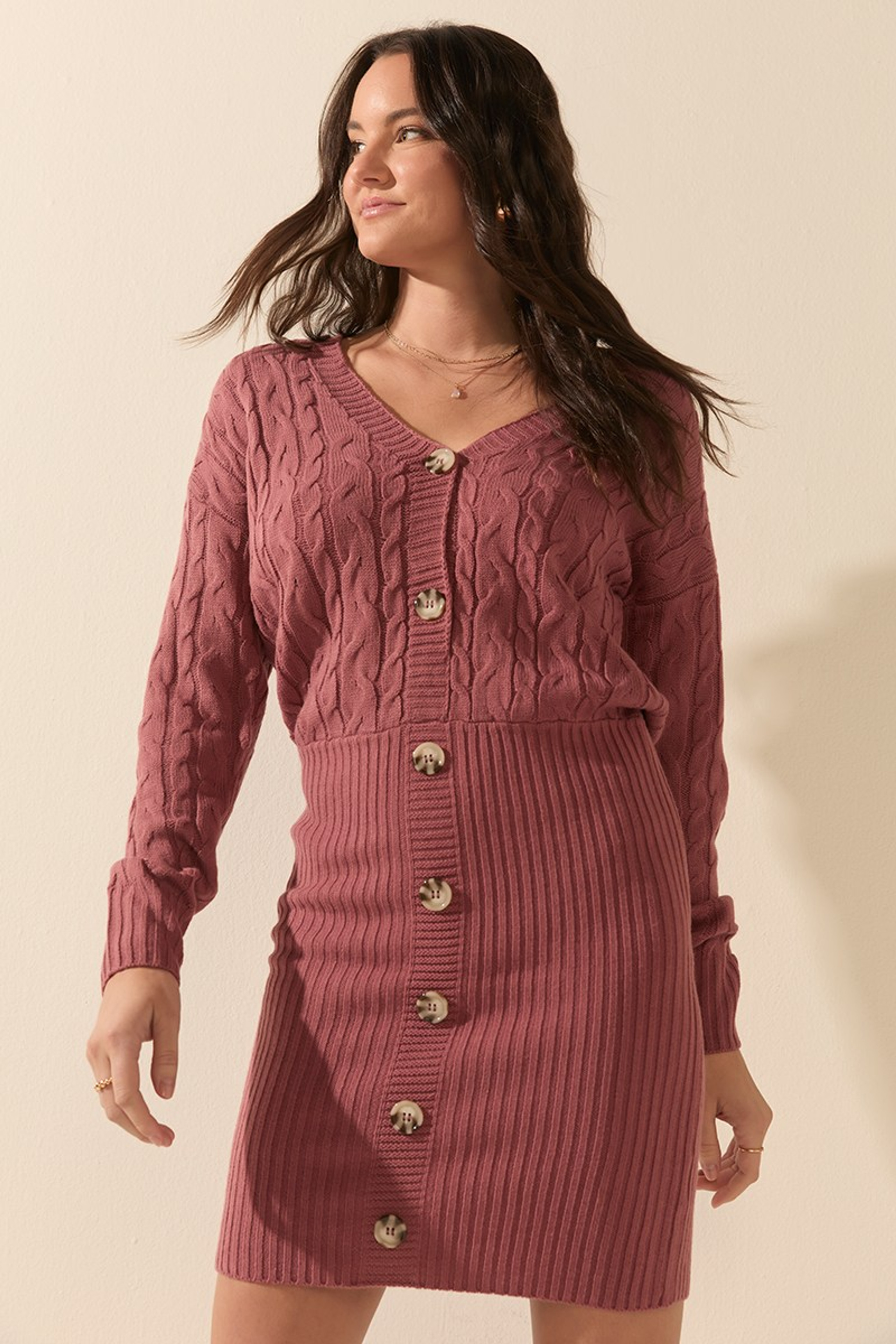 Kristie Button Front Sweater Dress | Francesca's