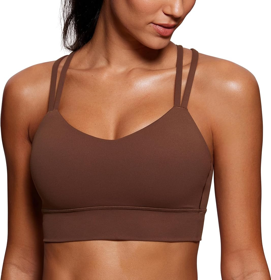 CRZ YOGA Womens Butterluxe Strappy Longline Sports Bra - Molded Cup Double Spaghetti Strap Workou... | Amazon (US)
