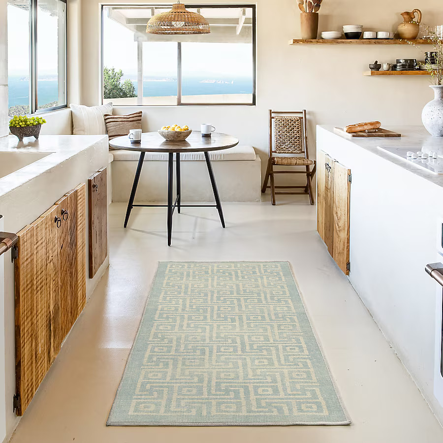 Ruggable Rove 2 x 7 (ft) Flatweave Soft Aqua Rectangular Indoor Geometric Coastal Machine washabl... | Lowe's