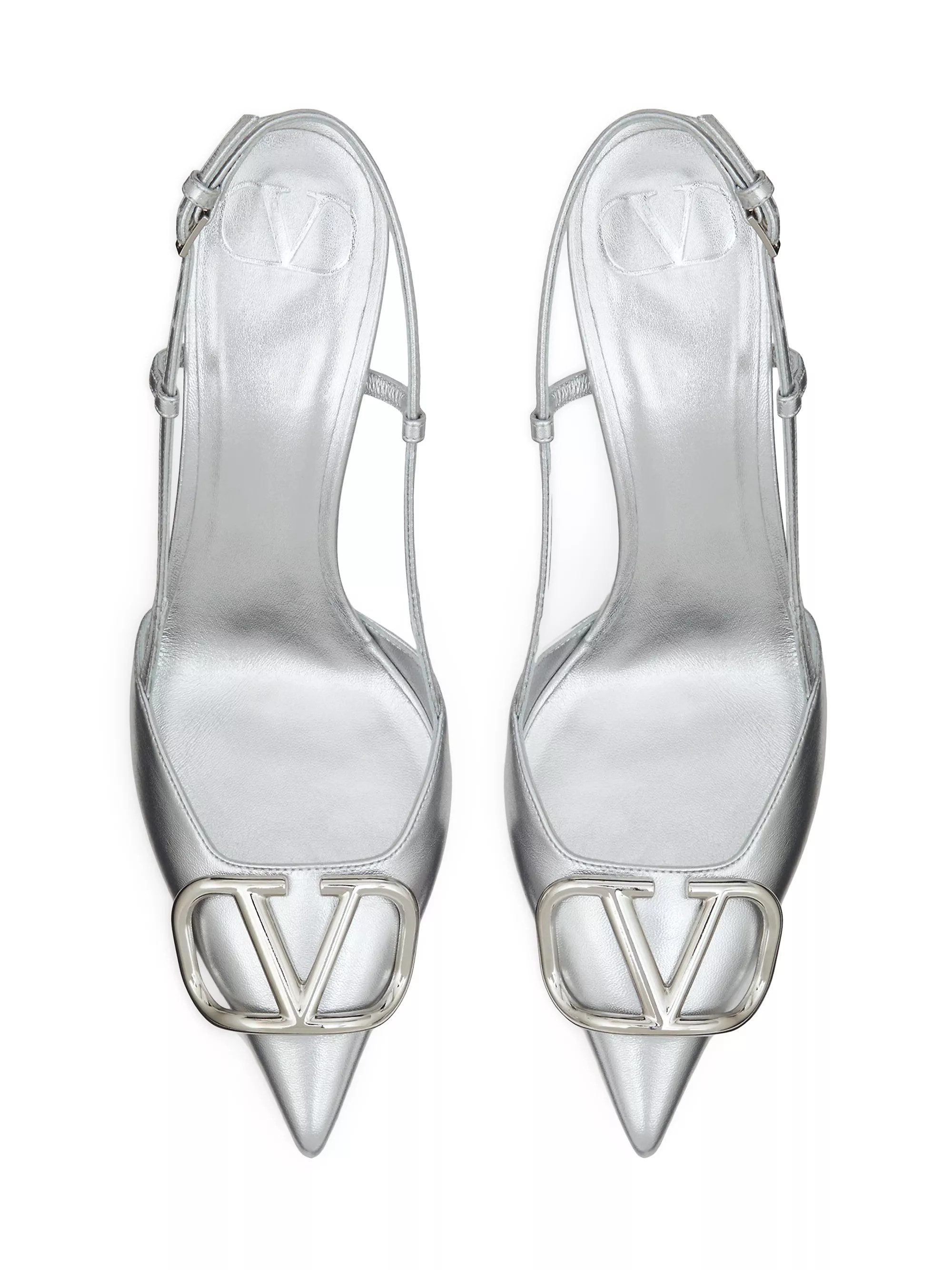 VLogo Signature Slingback Pumps In Laminated Nappa Leather 80mm | Saks Fifth Avenue