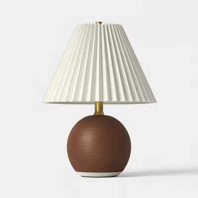 Round Ceramic Table Lamp with Pleated Shade Brown - Threshold™ | Target