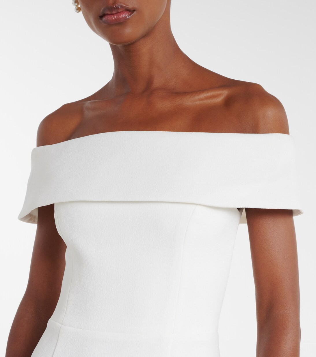 Bridal Amore off-shoulder crêpe midi dress | Mytheresa (US/CA)