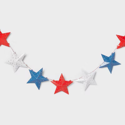 3D Paper Star Garland Dangler Party Decorations Red White and Blue - Sun Squad™ | Target