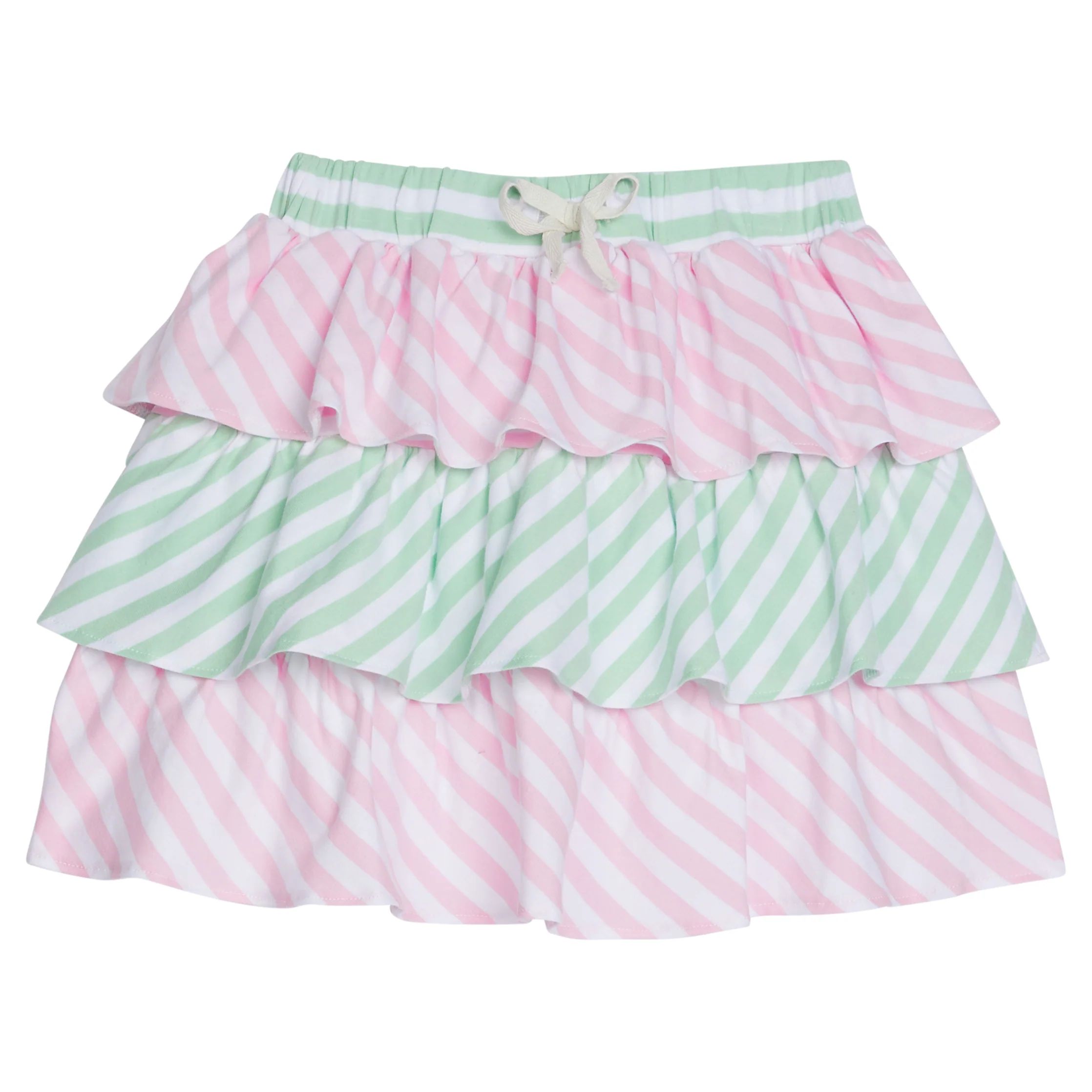 Tiered Mini Skort - Pink & Green Stripe | BISBY Kids