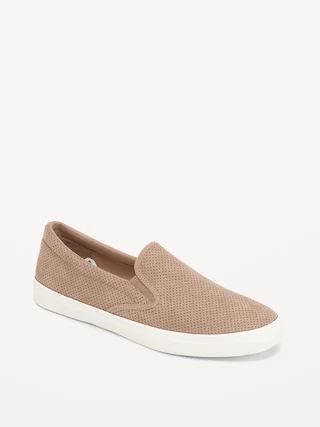 Perforated Faux-Suede Slip-On Sneakers for Women | Old Navy (US)