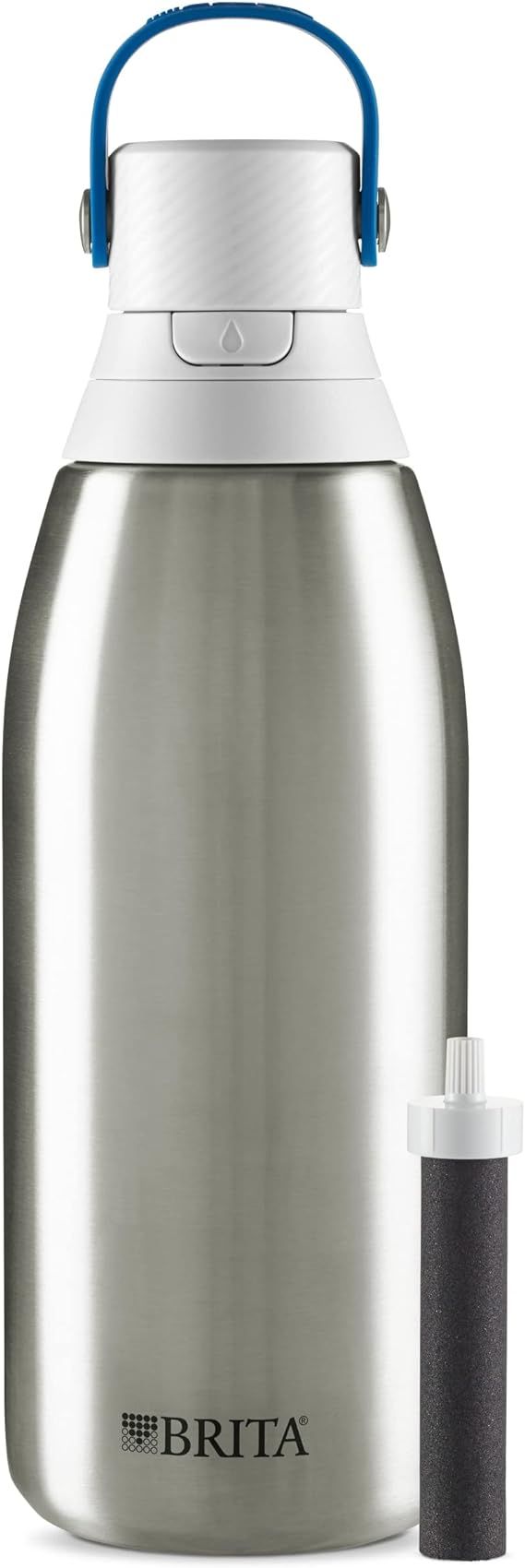 Brita Insulated Filtered Water Bottle with Straw, Reusable, Stainless Steel Metal, 32 Ounce | Amazon (US)