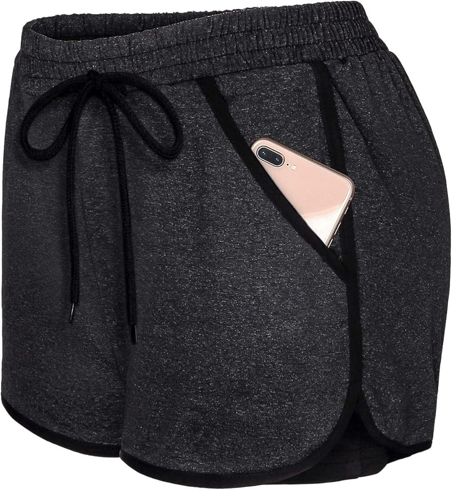 Womens Cozy Banded Waist Running Fitness Workout Shorts with Pockets S-XXXL | Amazon (US)