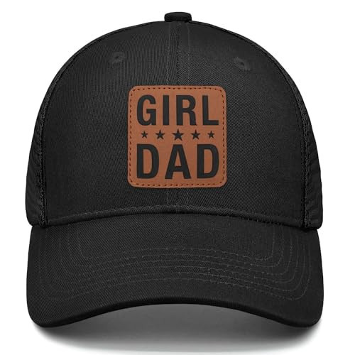 Girl Father Daddy Dad hat Fathers Day Birthday Cap Gifts for Papa Dad from Daughter Son,Black Trucker Leather Patch Dad Hats | Amazon (US)