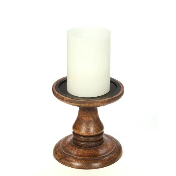 Hosley's Set of 2, 5 inch High, Natural Wood Pillar Candle Holders - Walmart.com | Walmart (US)