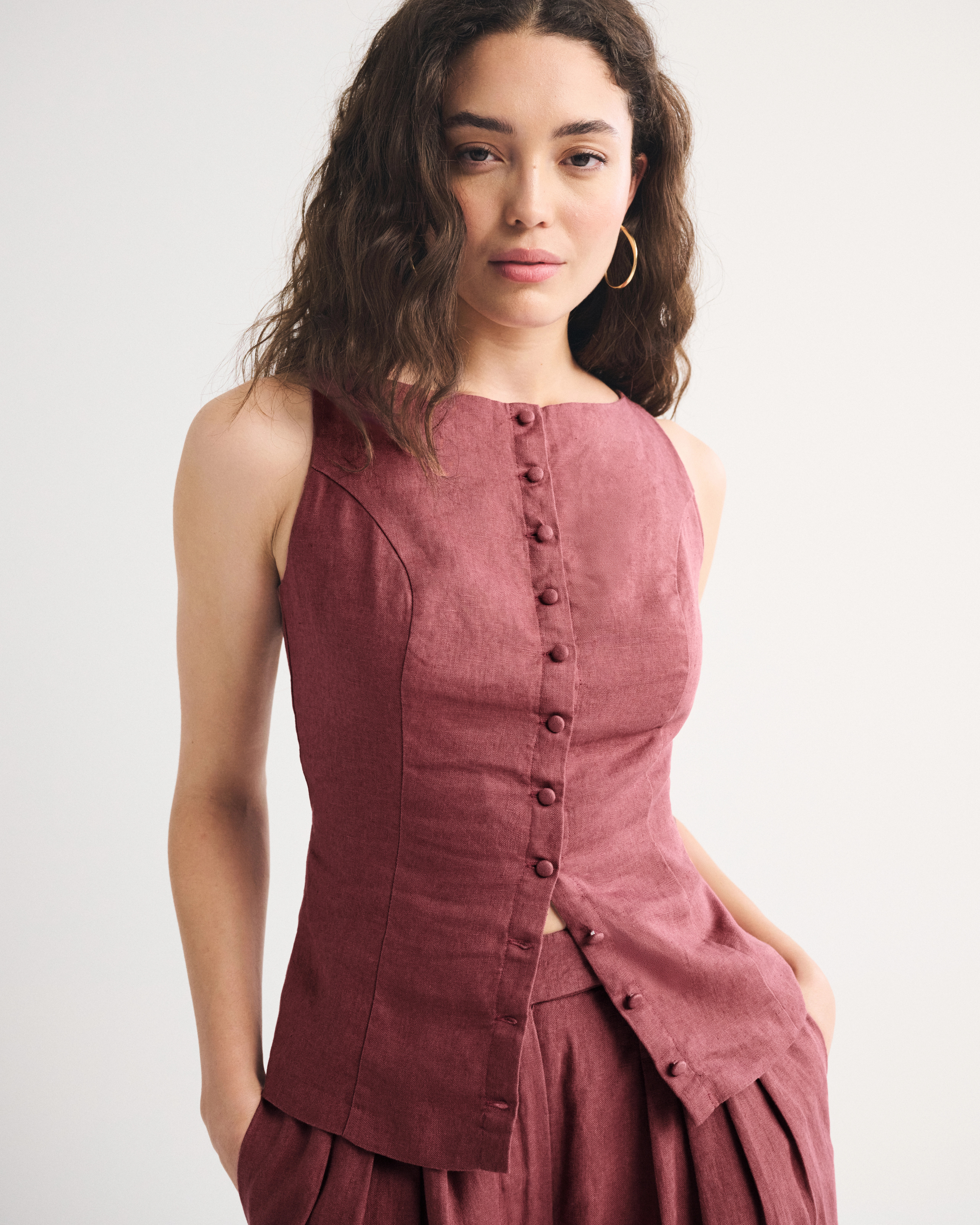 100% Linen Button-Up Shell | Abercrombie & Fitch (US)