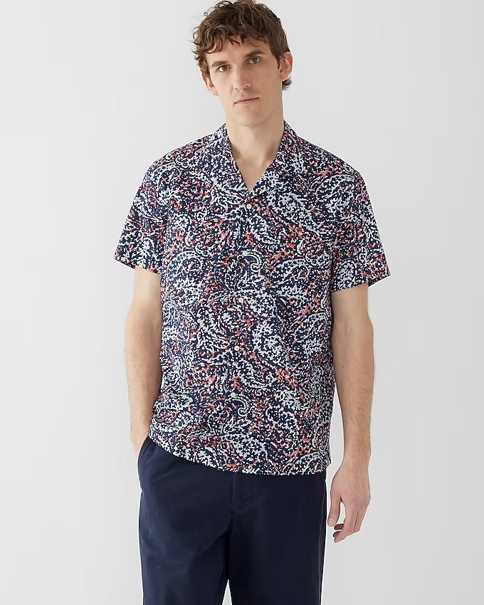 Short-sleeve slub cotton camp-collar shirt in print | J.Crew US