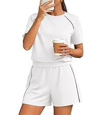 PRETTYGARDEN 2 Piece Sets for Women 2026 Summer Matching Lounge Shorts Set Resort Airport Travel ... | Amazon (US)