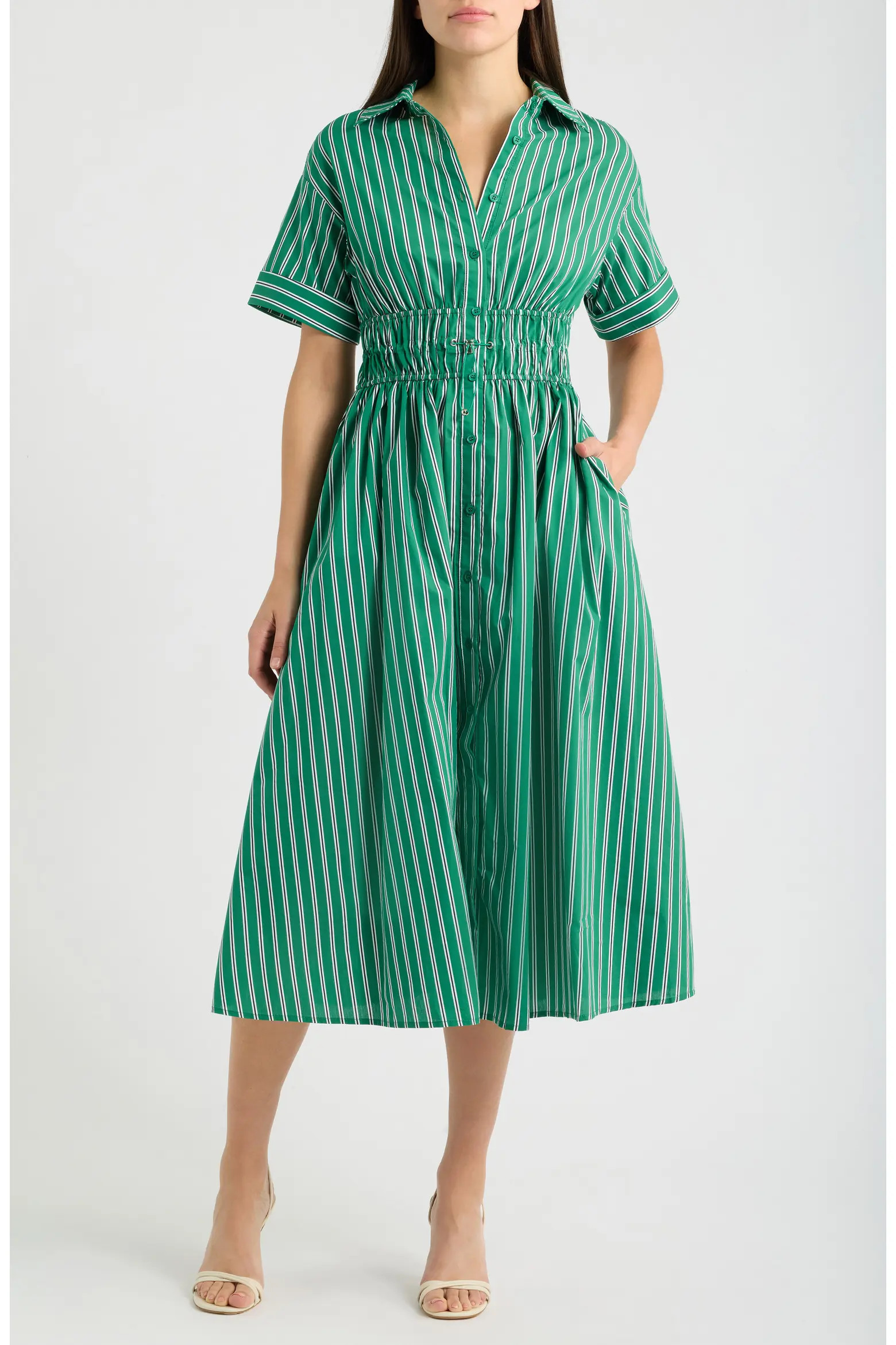 Stripe Drawcord Waist Shirtdress (Women) | Nordstrom | Nordstrom