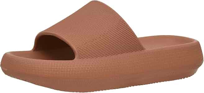 Amazon.com | Cushionaire Women's Feather recovery slide sandals with +Comfort, Khaki 8 | Slides | Amazon (US)