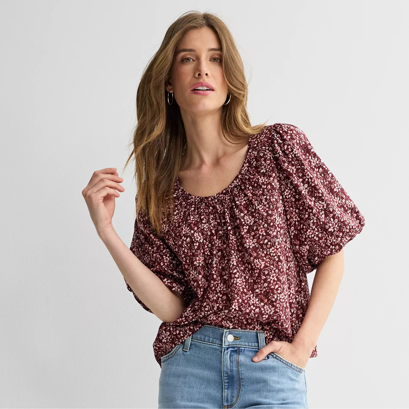 Women's Sonoma Goods For Life® Puff Sleeve Swing Blouse | Kohl's