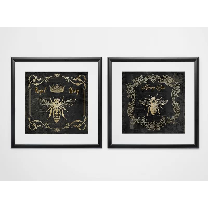 'Royal Honey Bee I' 2 Piece Framed Graphic Art Print Set | Wayfair North America