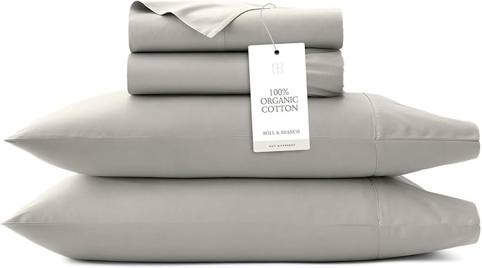 BOLL & BRANCH Percale Hemmed Sheet Set - Cooling Breathable Bed Sheets for Hot Sleepers - Twin XL... | Amazon (US)
