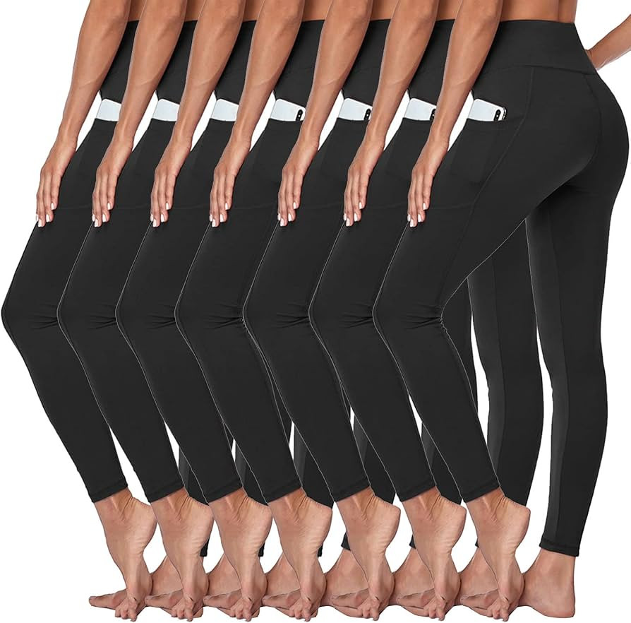 Syrinx 7 Pack High Waisted Leggings for Women - Buttery Soft Tummy Control Yoga Pants for Workout... | Amazon (US)