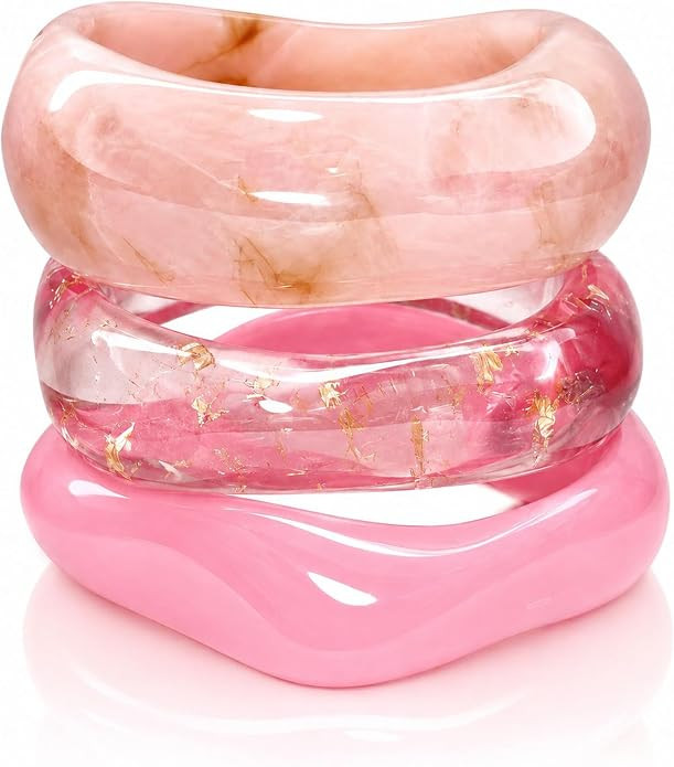 Long tiantian Acrylic Bangles Chunky Bangle Bracelet for Women Summer Dresses Outfits Accessories... | Amazon (US)