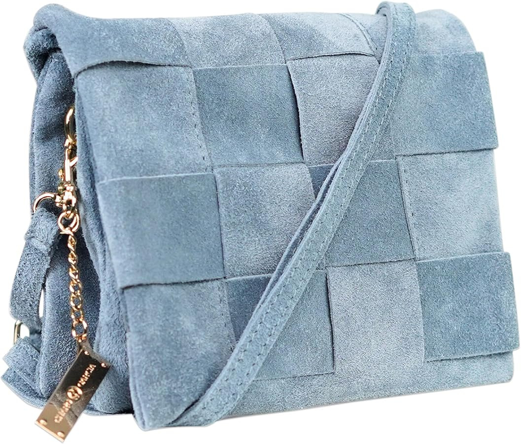 Premium Italian Leather Handmade in Florence, Italy. Suede Crossbody Bag for Women with a Detacha... | Amazon (US)