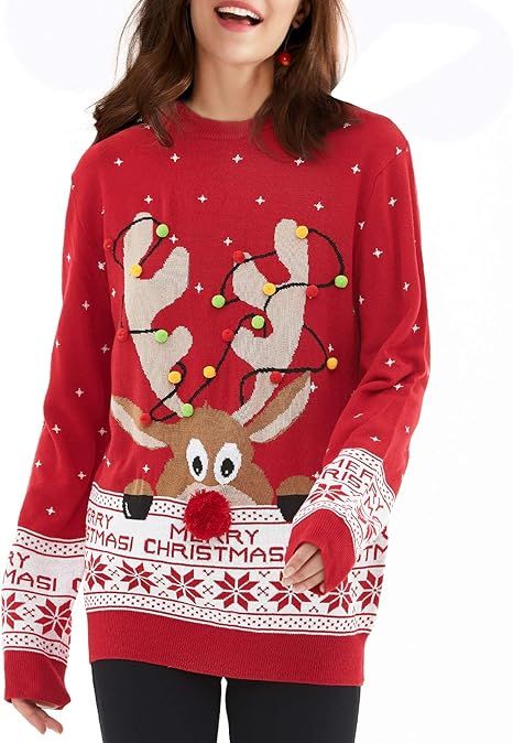 QUALFORT Women's Ugly Christmas Sweater | Amazon (US)