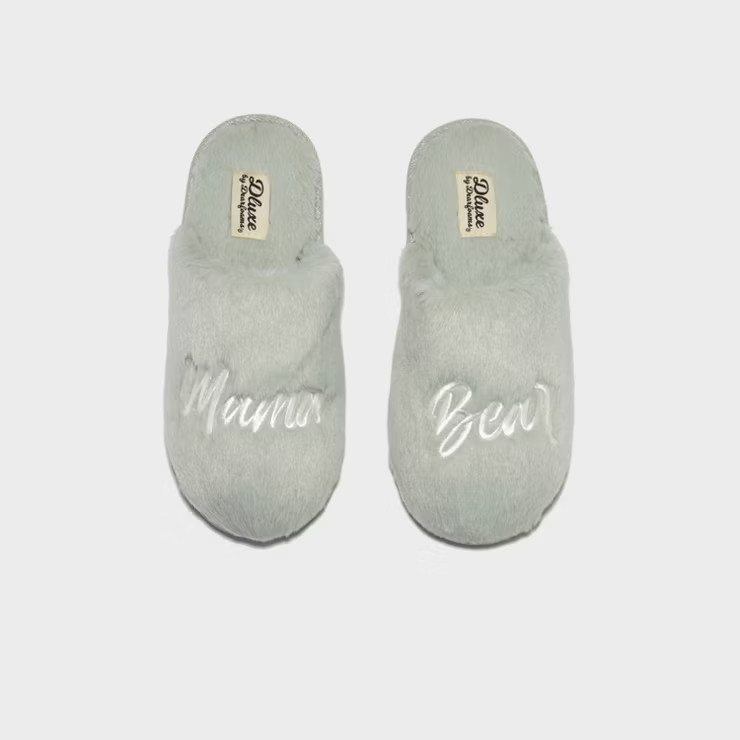 dluxe by dearfoams Women's Mother's Day Mama Bear Slippers - Mint | Target
