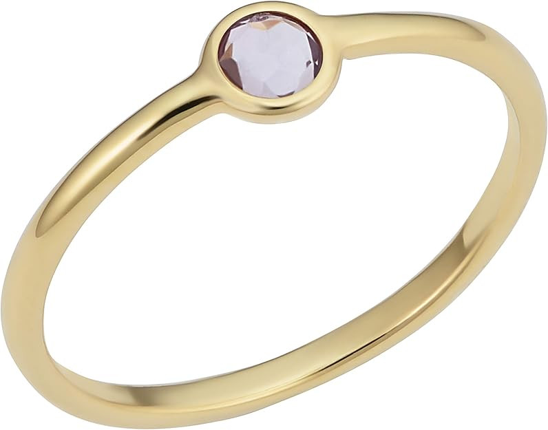 KoolJewelry 14k Yellow Gold Genuine Amethyst or Blue Topaz Ring Minimalist Jewelry For Women | Amazon (US)