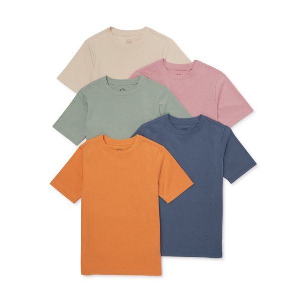 Wonder Nation Boys Short Sleeve Kid Tough T-Shirt, 5-Pack, Sizes 4-18 & Husky | Walmart (US)