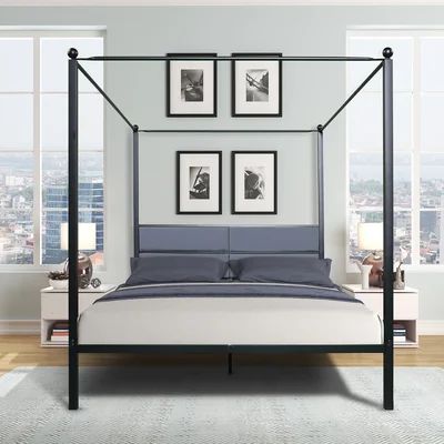 Melby Queen Canopy Bed Everly Quinn Color: Black | Wayfair North America