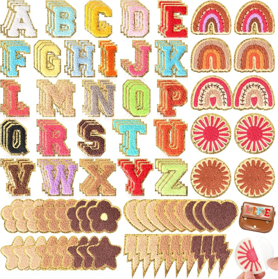 Patches Self-Adhesive Chenille Letters for Clothing: KINGSOW Vintage 124PCS Embroidered Stick On ... | Amazon (US)