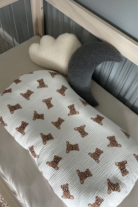 Snuggle me longer + teddy cover! Nursery pillows linked ☁️ 

#LTKKids #LTKBaby #LTKBump