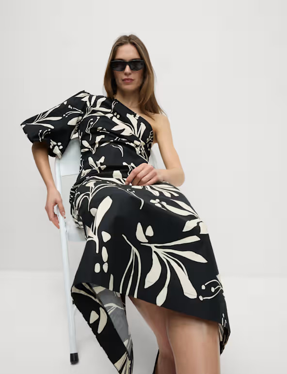 Pure Cotton Floral One Shoulder Midaxi Column Dress | Marks & Spencer (UK)