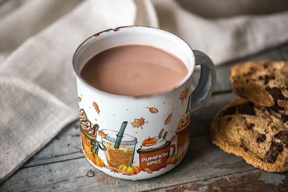 Cute fall coffee personalized mug. Pumpkin spice and everything nice Enamel Mug. Thanksgiving gif... | Etsy (US)