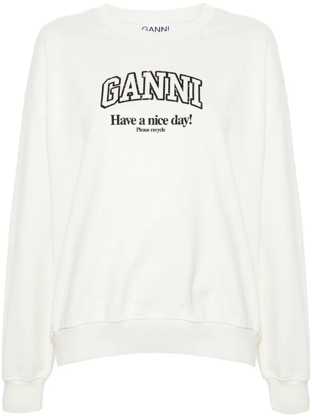 GANNI logo-print Sweatshirt | Neutrals | FARFETCH | Farfetch Global
