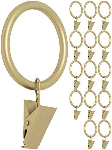 MERIVILLE Drapery Curtain Rings with Clip - 1.5-Inch Inner Diameter, Fits Up to 1 1/4-Inch Rod, S... | Amazon (US)