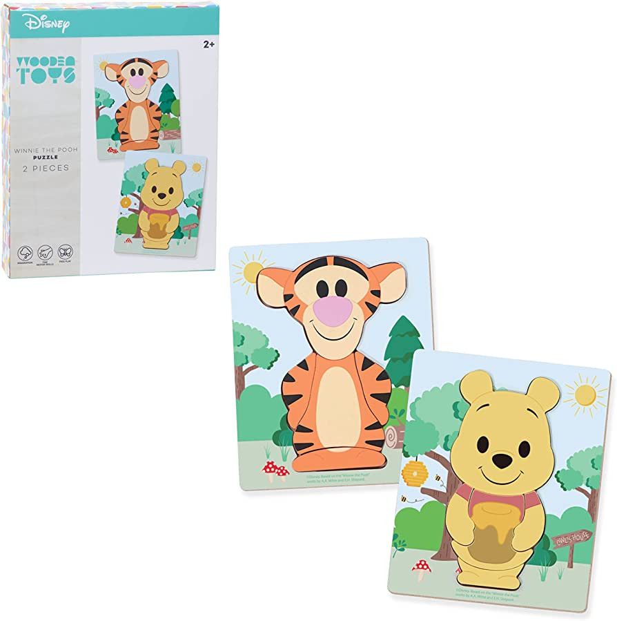 Just Play Disney Wooden Toys Disney Character Puzzles 2-Pack with Winnie The Pooh and Tigger, Off... | Amazon (US)