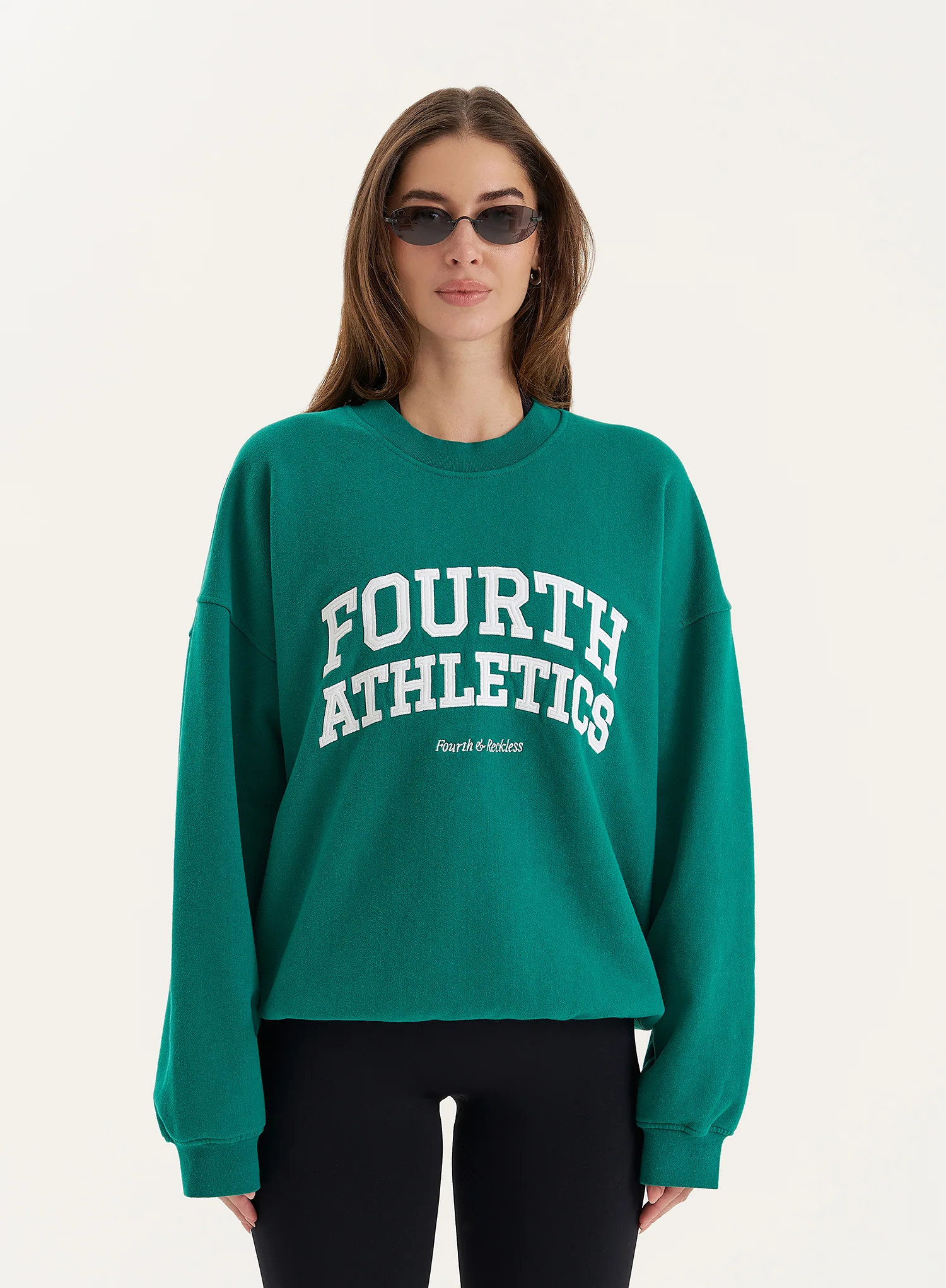 Green Fourth Athletics Slogan Oversized Sweatshirt- Aviva | 4th & Reckless