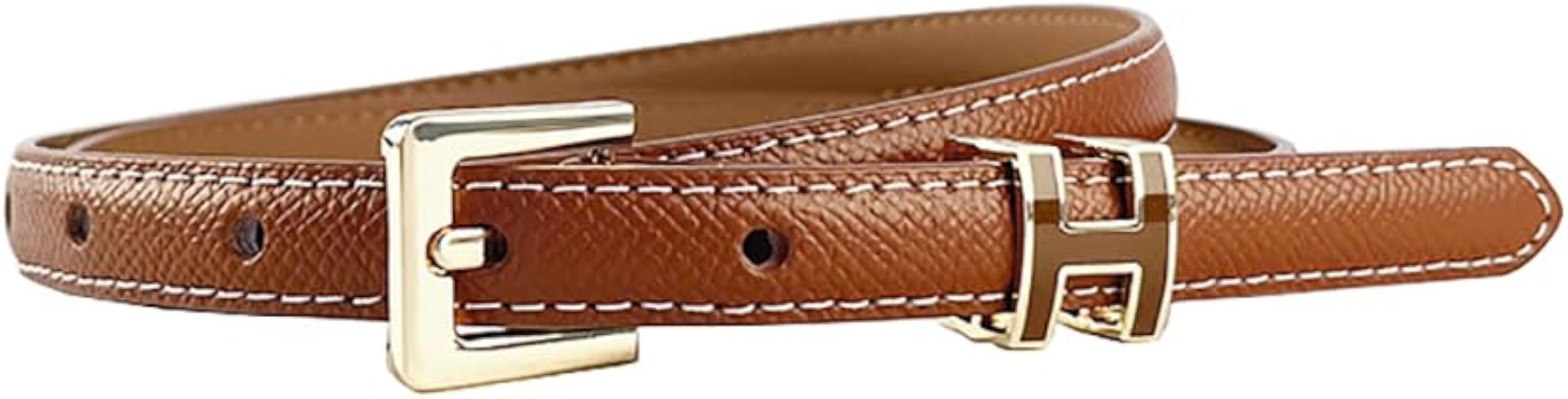 Women Skinny Leather Belt Thin Waist Jeans Belt for Dress in Pin Buckle Belt | Amazon (US)