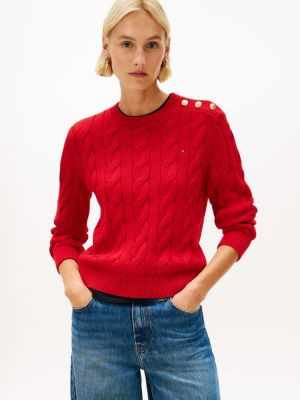 Gold-Button Cable Knit Sweater | Tommy Hilfiger | Tommy Hilfiger (US)