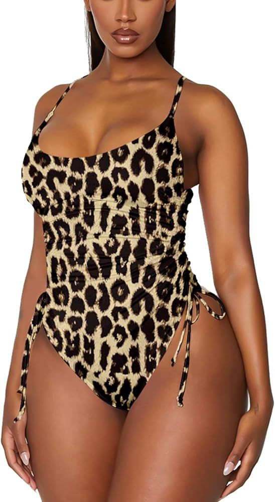 Viottiset Women's Ruched High Cut One Piece Swimsuit Tummy Control Monokini Bikini | Amazon (US)
