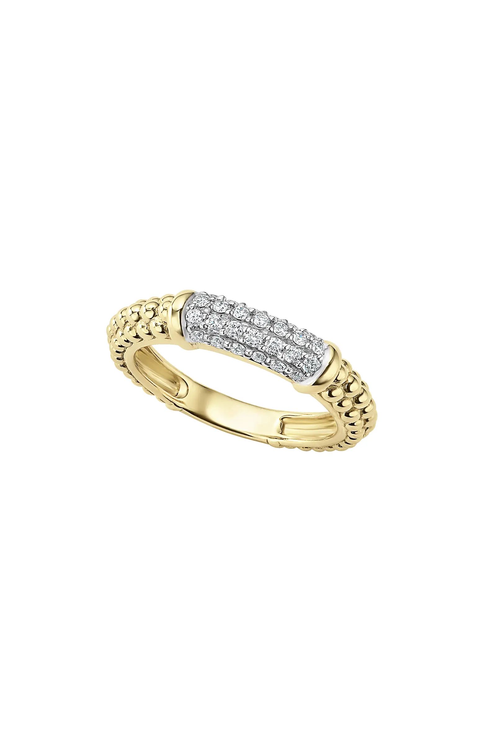 LAGOS Caviar 18K Gold & Diamond Pavé Stacking Ring | Nordstrom | Nordstrom
