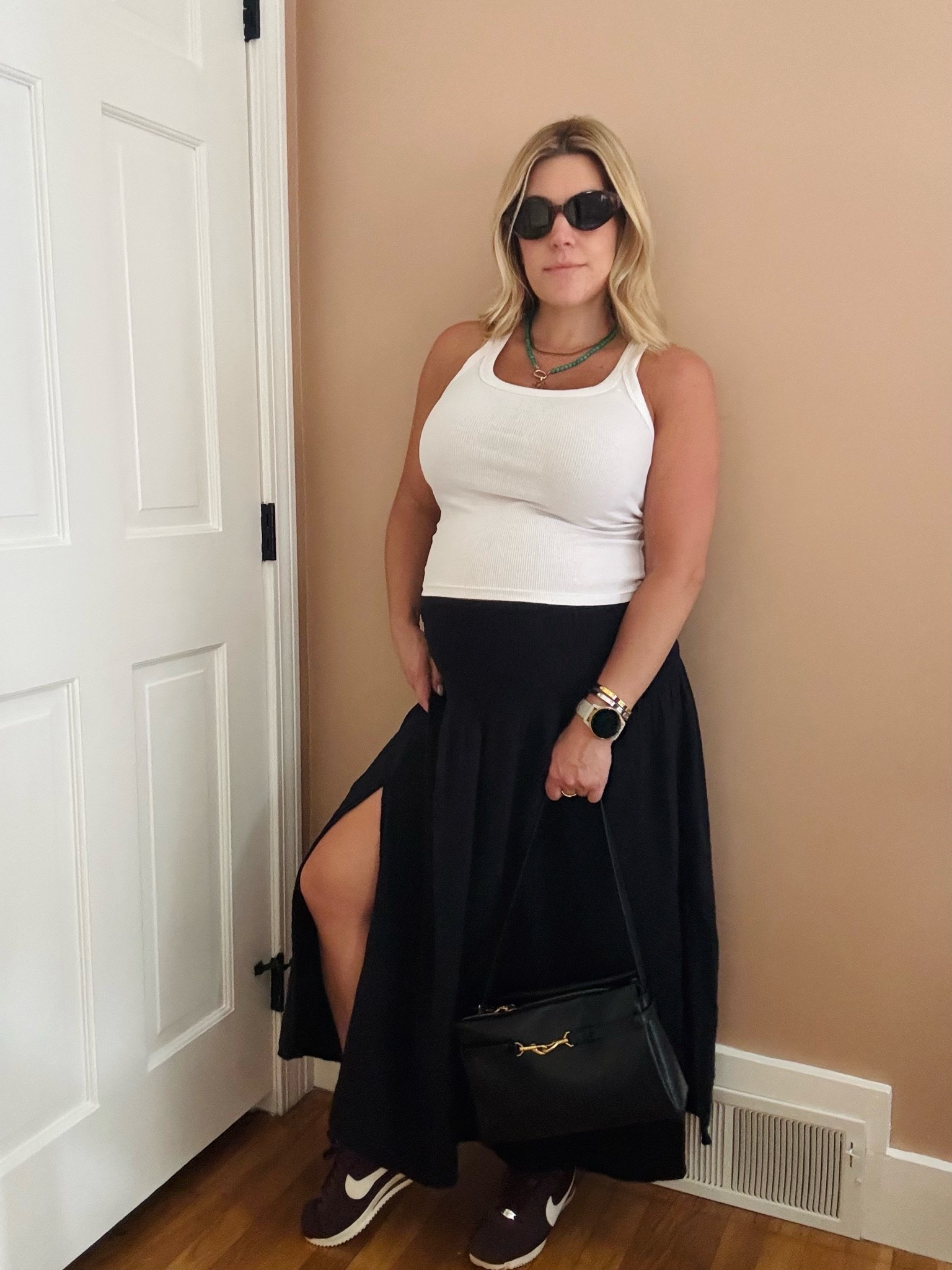 Starting to trend toward fall outfit pieces. Nike Cortez will be a staple this fall. Already wearing my leather Rebecca Minkoff bag every day

#LTKootd #LTKBump #LTKSeasonal