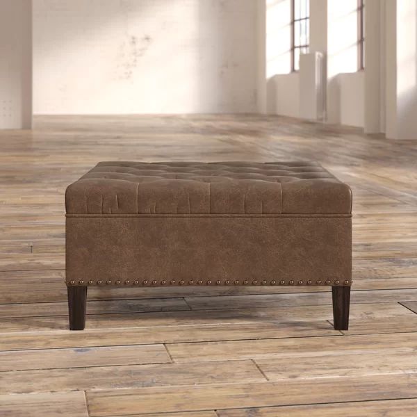 Sigler 35.5'' Wide Faux Leather Tufted Square Cocktail Ottoman | Wayfair North America