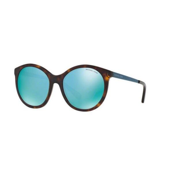 Michael Kors Women's MK2034F 320225 55 Round Metal Plastic Havana Blue Sunglasses | Bed Bath & Beyond
