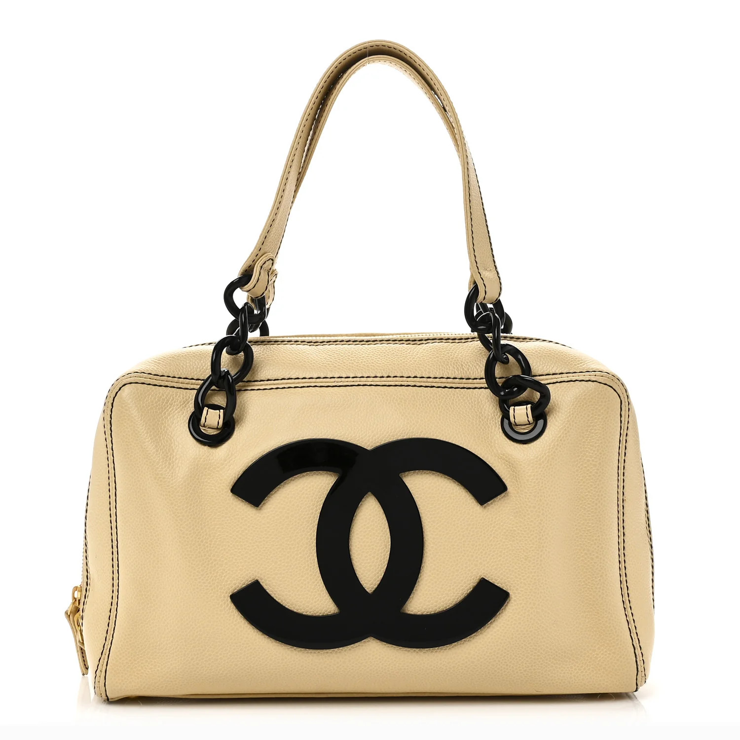 Caviar Bekko Chain CC Bowler Beige | FASHIONPHILE (US)