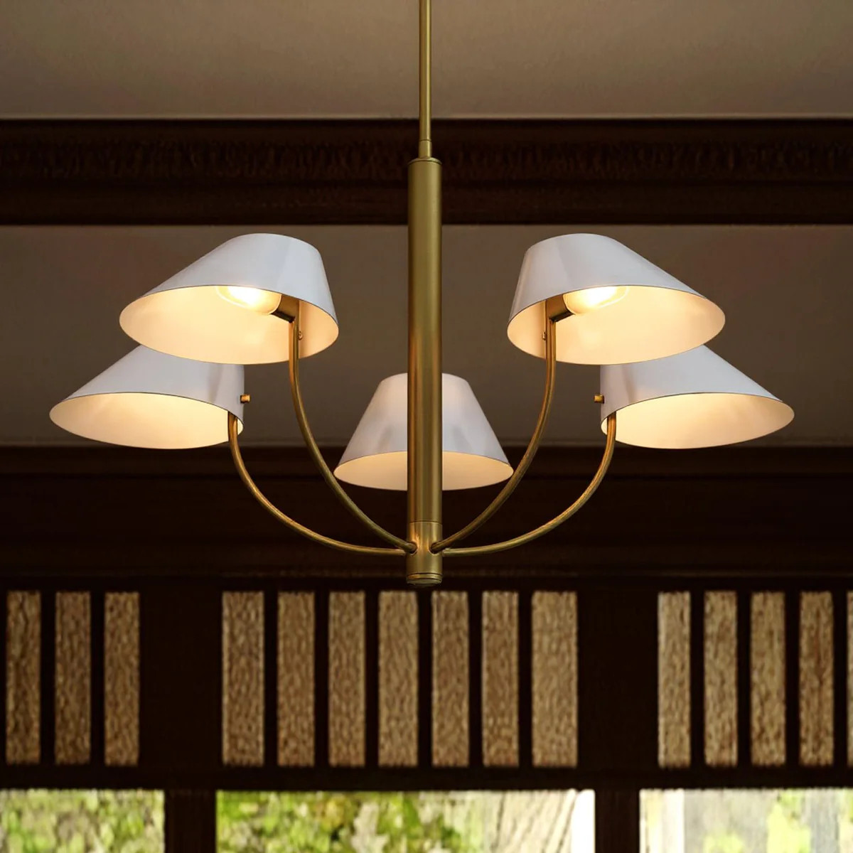 UQL6360 Modern Indoor Chandelier, 16.25''H x 28.00''W x 28.00''Dep, Brushed Gold Finish, Draper C... | Urban Ambiance, Inc.